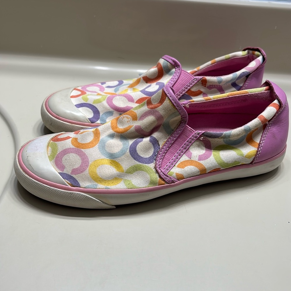 Adorable coach slip on canvas shoes worn a couple of times